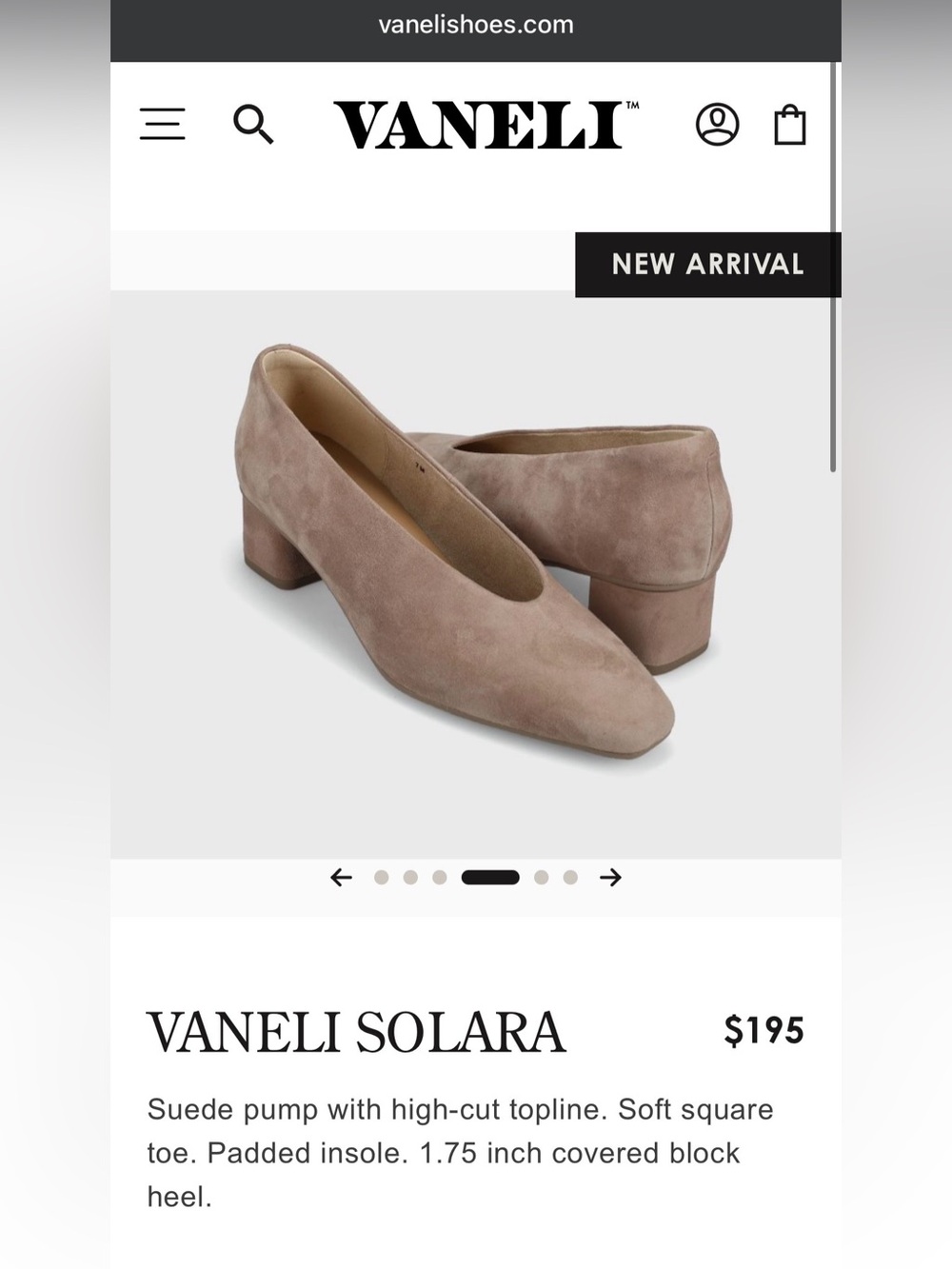 VANELI Taupe Suede Block Heel Pump